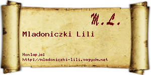 Mladoniczki Lili névjegykártya